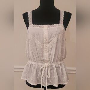 Elegant White Lace Trim Tank Top